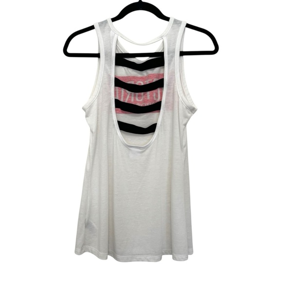 Victoria’s Secret Victoria Sport Cut Out Back Tank Top White Red & Black - Picture 2 of 4